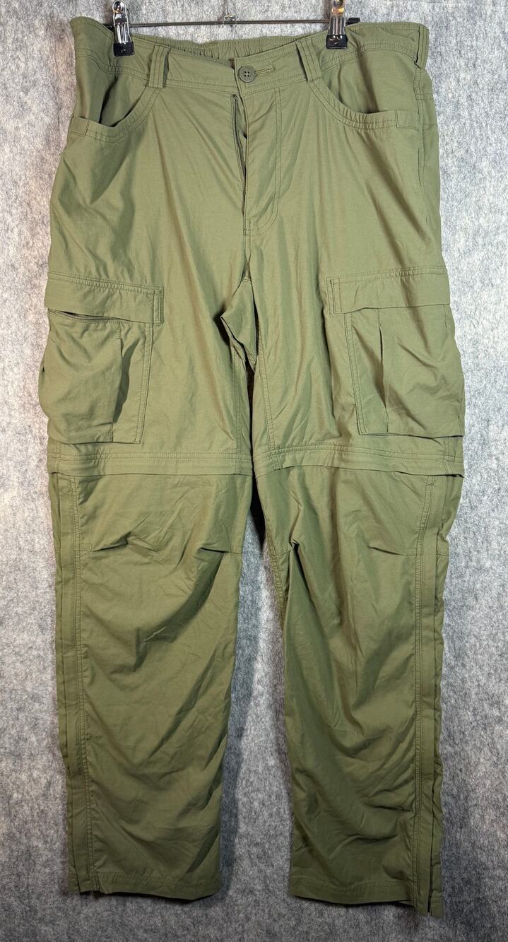 REI Co-Op Convertible Side Zip Green Cargo Pants Mens 34x34 Outdoor Hiking